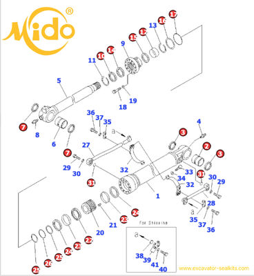707-99-59080 7079959080 KOMATSU 굴삭기 버킷 유압 실린더 씰 키트 PC220LC-8 PC290LC-10.
